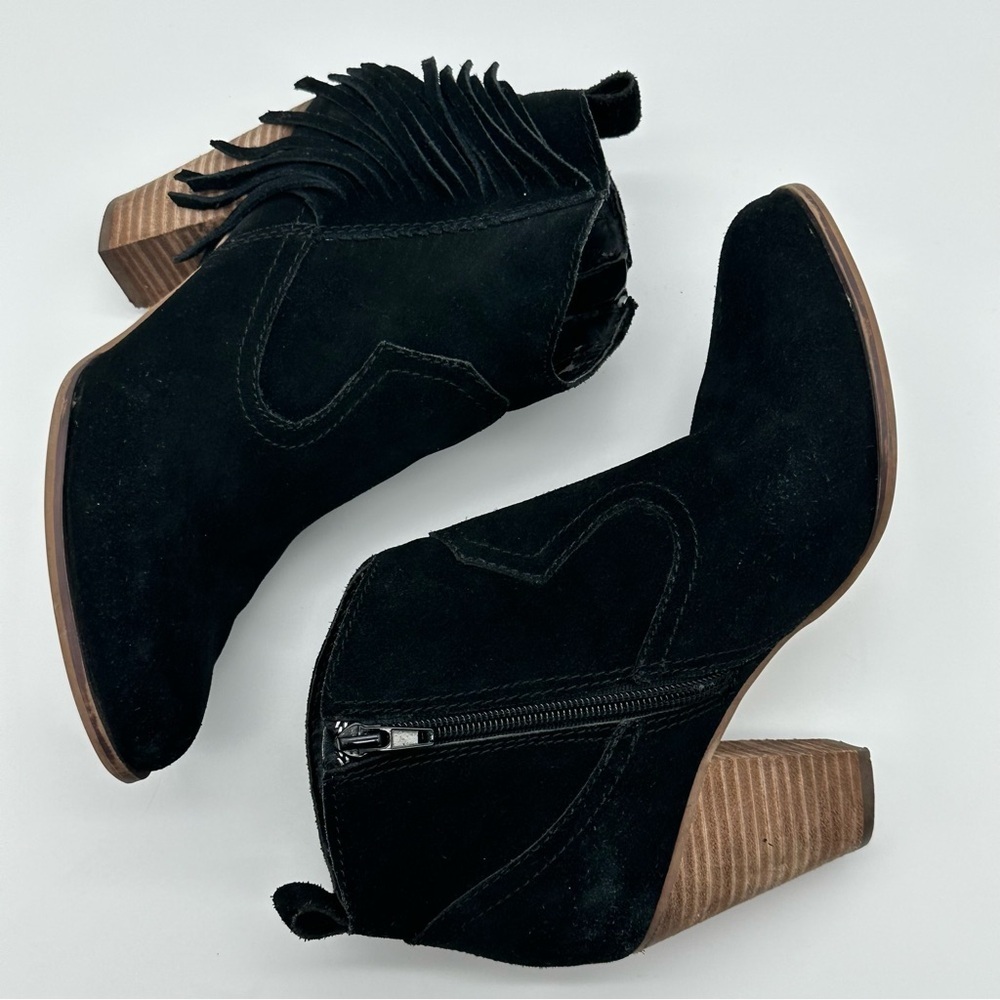Steve Madden Ohio Black Ankle Boots with Fringe - Picture 6 of 11